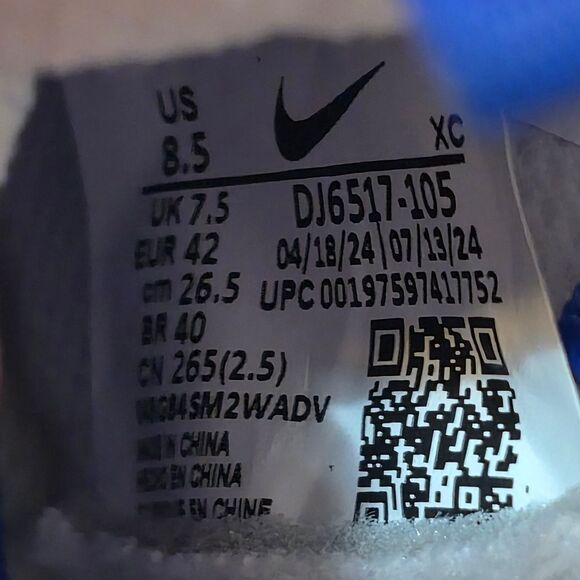 Nike Alpha Huarache NXT Baseball Cleats Blue White DJ6517-105 Men's Size 8.5 - Picture 7 of 7